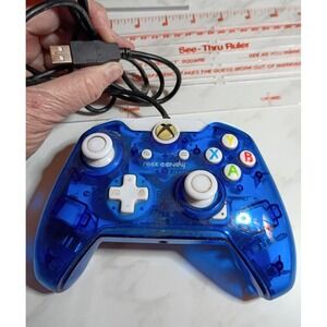 PDP Rock Candy Xbox One Wired Controller Blueberry Boom Blue Clear 048-036